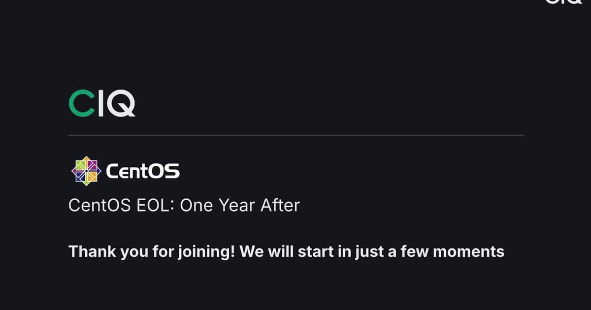 One Year After EOL - The State of CentOS webinar poster